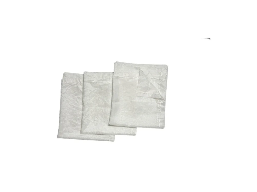 Set of 3 Vintage Sheer Drapes Curtains Panels Shimmery Warm White 36 Long x 60